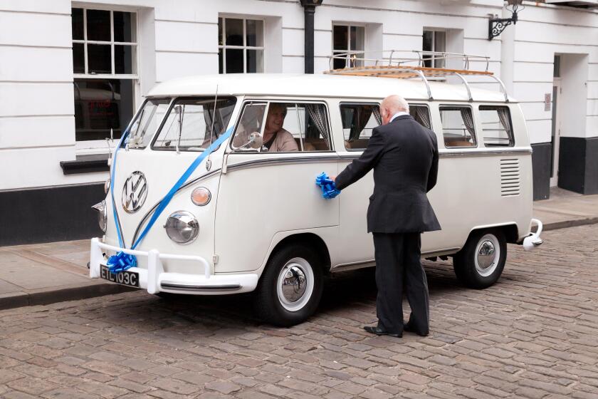 A VW camper van being used as a wedding car; Lincoln UK
