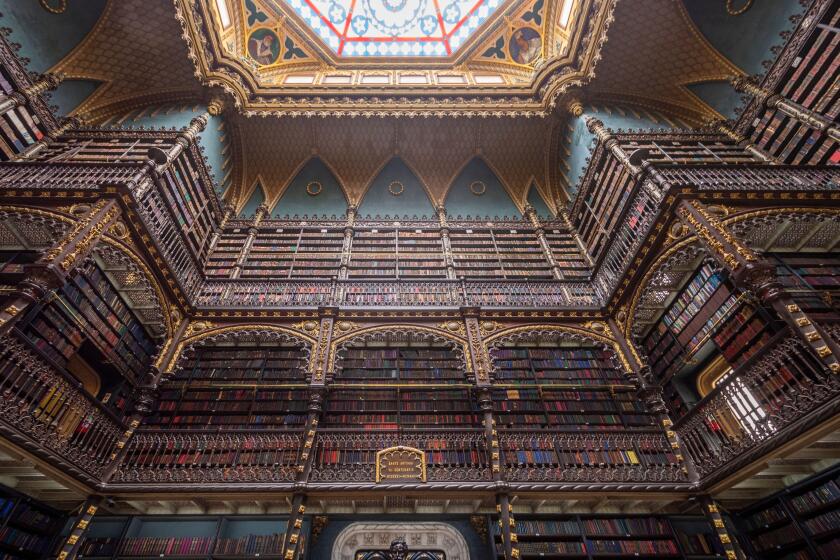 Beautiful interior of old traditional portuguese library in Rio