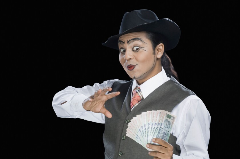 Close-up of a mime performing magic trick