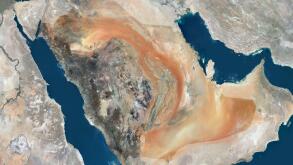Color satellite image of Saudi Arabia, with mask.