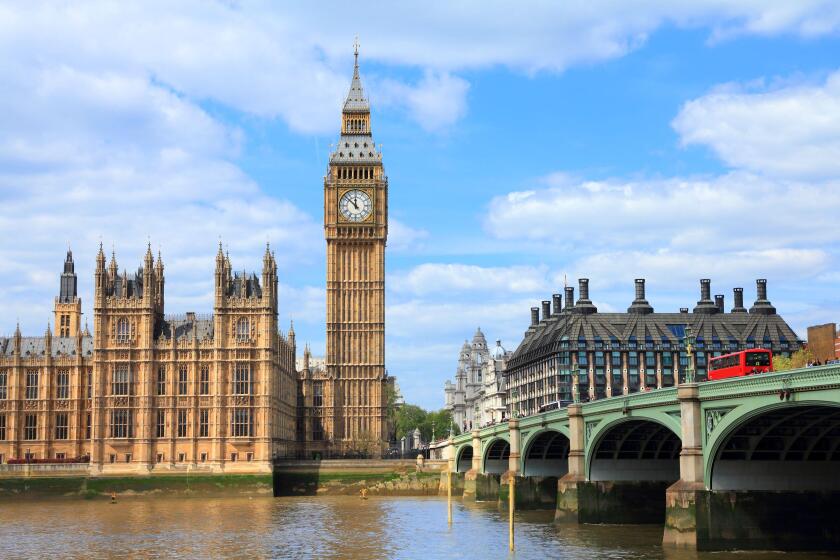 London, UK - Big Ben and Westminster Bridge.