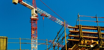 A tower crane on a building site, Malaga, Spain.