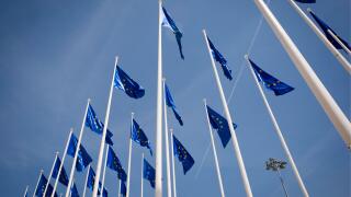 European Union flags flying
