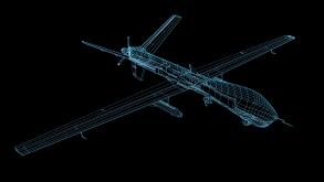 wireframe 3d render of military drone or UAV