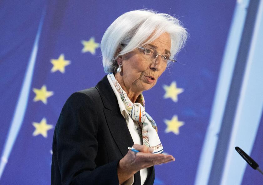 07 March 2024, Hesse, Frankfurt/Main: ECB President Christine Lagarde speaks at the ECB press conference. Photo: Boris Roessler/dpa