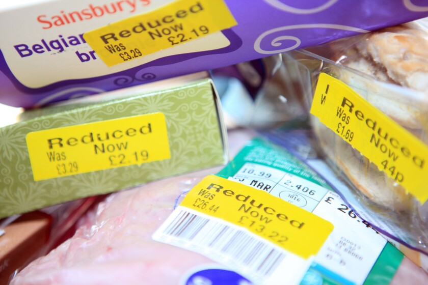 Reduced priced food items in supermarket
