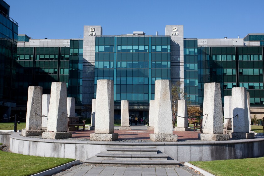AIB Allied Irish Bank International Centre Headquarters, AIB Capital Markets at Custom House Quay, Dublin, Ireland.