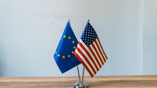 State flags on table. Political concept. Negotiations. Summit. Event.