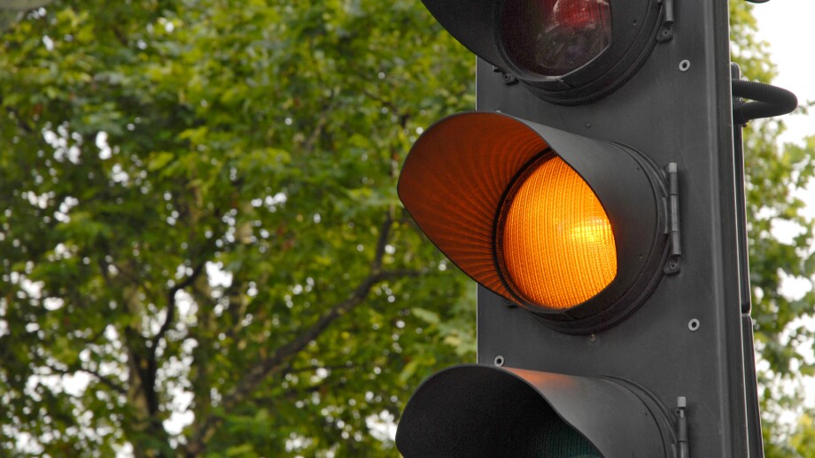 traffic light on amber. Image shot 2006. Exact date unknown.
