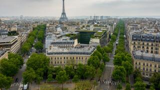 Iena Avenue, Kleber Avenue and the Eiffel Tower in Paris, France