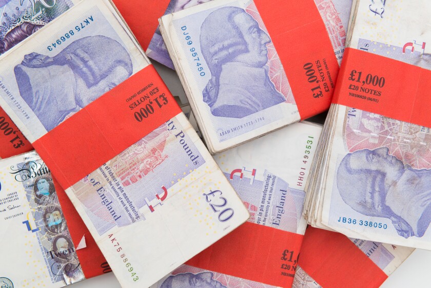 £1000 Bundles of British pounds sterling.