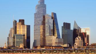 City of London skyline with Blackfriars Bridge and station, London, England, UK. Buildings incl. 22 Bishopsgate, 122 Leadenhall Street, 52 Lime Street