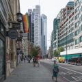 View along Bishopsgate towards the City, showing high rise office developments, including The Heron Building, 100 Bishopsgate and 22 Bishopsgate.