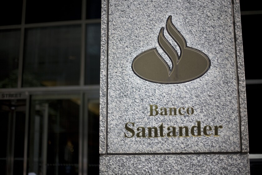 Banco Santander logo outside New York Office
