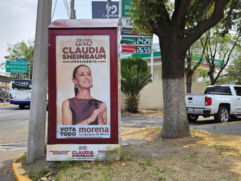 Mexico City, Mexico - Apr 24 2024: Presidential political campaign for the June elections showing candidate Claudia Sheinbaum for the Morena Party