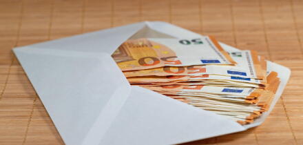 Banknotes in an envelope, close-up