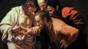 Caravaggio, Doubting Thomas, (The Incredulity of Saint Thomas), Baroque painting, 1601-1602