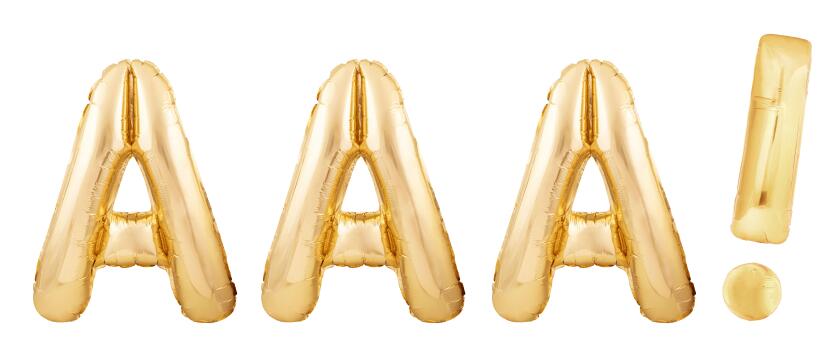 Shout AAA! made of inflatable balloons isolated on white background