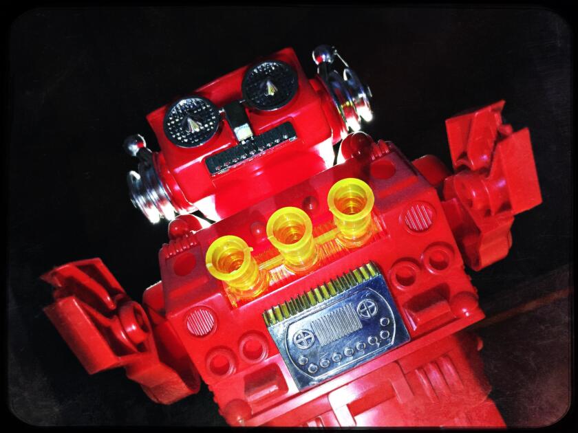 Large menacing red scary robot