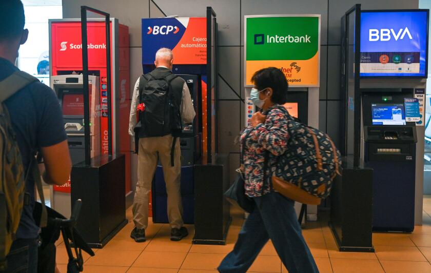 ATM machines the main terminal at Jorge Chavez International Airport in Lima. On Tuesday, 05 April 2022, in Jorge Chavez International Airport, Lima, Peru. (Photo by Artur Widak/NurPhoto)