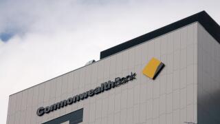 Brisbane, Queensland, Australia - 26th Jan. 2020 : Commonwealth Bank (CBA or Common bank) sign hanging on the top of the head office in Brisbane. Comm