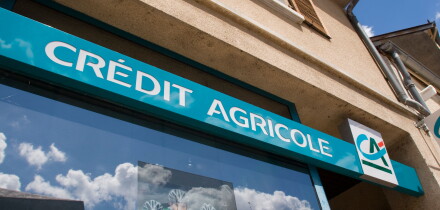 Credit Agricole sign France. Image shot 2008. Exact date unknown.