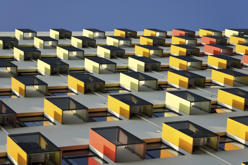 Colorful exterior decoration of apartment buildings