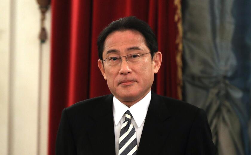 Japanese Foreign Minister Fumio Kishida during a meeting with Russian President Vladimir Putin December 2, 2016 in St. Petersburg, Russia.