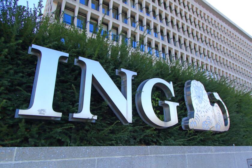 Brand sign, ING bank in Bruxelles