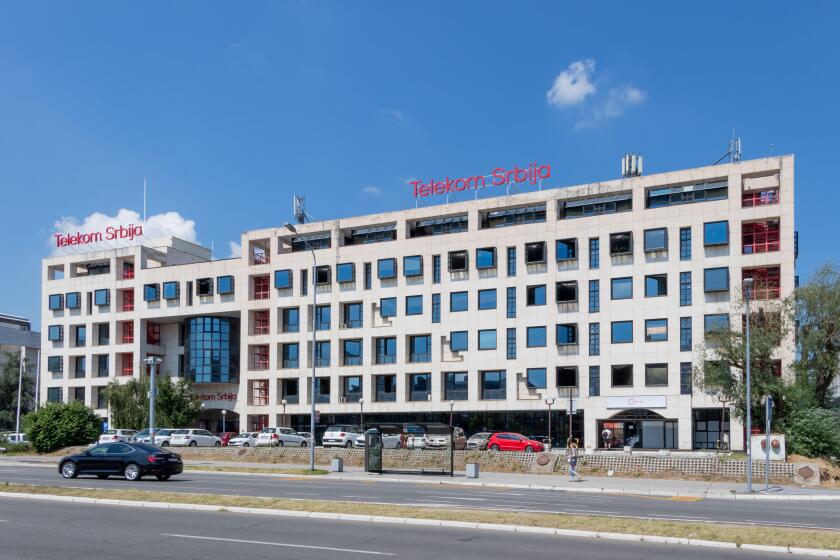 BELGRADE, SERBIA - JULY 21, 2020: Telekom Srbija MTS - Telecom Serbia. Serbian telecommunications company headquartered in Belgrade