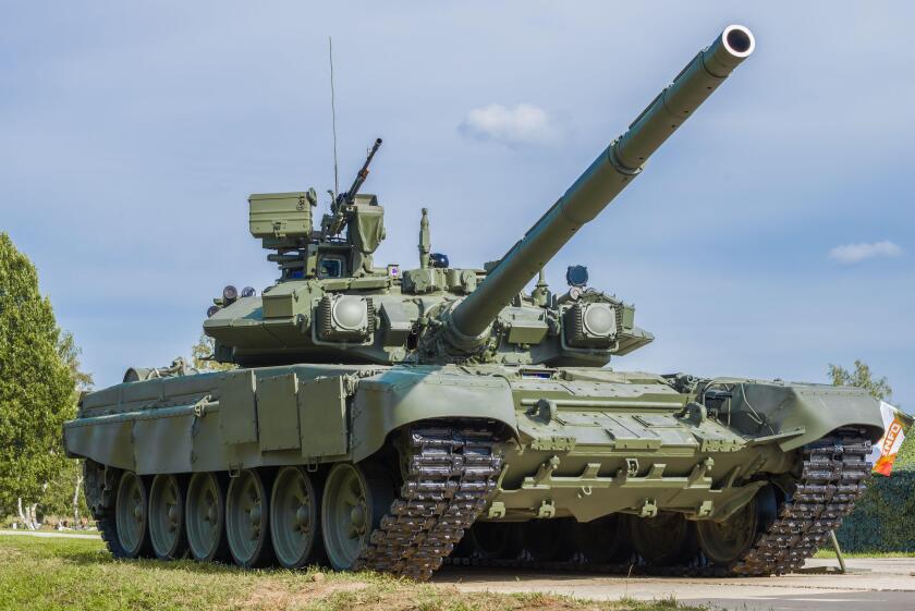 ALABINO, RUSSIA - AUGUST 25, 2020: Russian tank T-90A "Vladimir" close-up on a sunny day