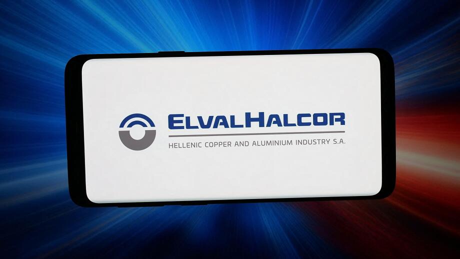 Stuttgart, Germany - 06-15-2026: In this photo illustration, the logo of Greek metal processing company ElvalHalcor is displayed on a smartphone