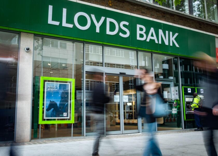 Lloyds- British high street bank branch, exterior logo / signage- London