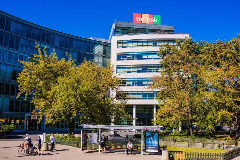 MBANK offices. mBank SA,formerly BRE Bank, set up in 1986, and originally BRE?Bank Rozwoju Eksportu,Export Development Bank, is Poland's fourth larges