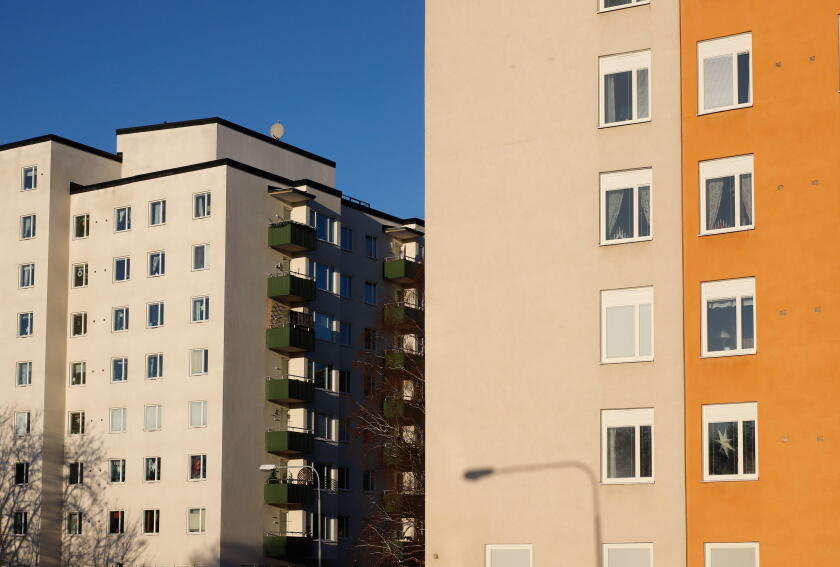 High-rise multi-family 1950s buildings exterior view.