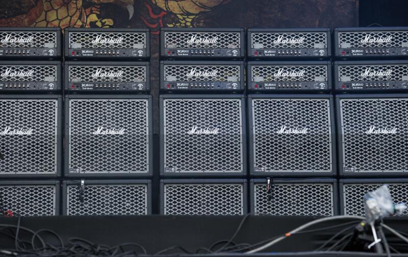 Marshall amps wall on main stage at Download Festival on 13th June 2014 - Donington Park
