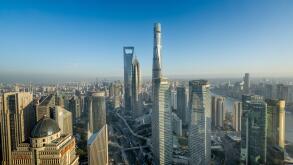 Shanghai Pudong district skyline from the Oriental Pearl Tower