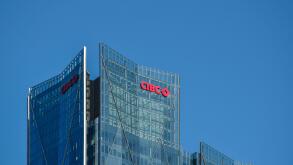 CIBC bank logo sign on a highrise glass office building downtown Toronto Ontario Canada on October 5, 2024