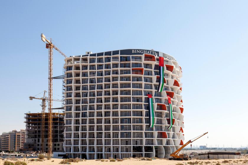 Modern apartment building build by Binghatti Holding in Dubai