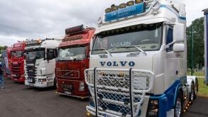 Engure, Latvia - 07.12.2025: Volvo trucks in truck exhibition