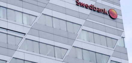 Stockholm, Sweden - 18 May 2019. A view from the outside of the swedish bank Swedbanks headquarter in Sundbyberg outside of Stockholm.
