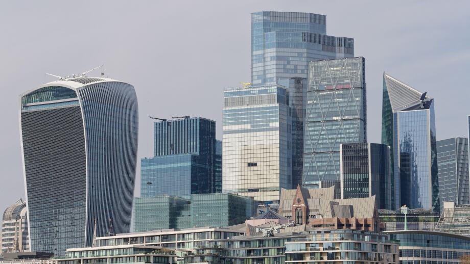 The City of London, the financial district (downtown) with office buildings.