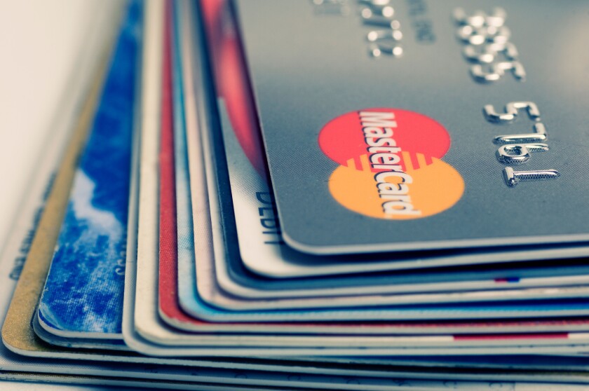 Stack of credit cards. Image shot 2009. Exact date unknown.