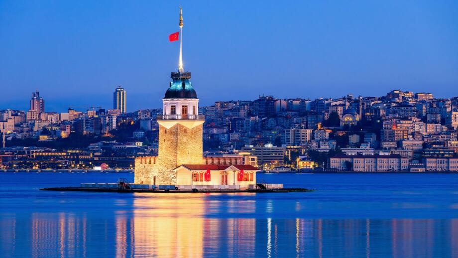Istanbul, Turkey. The Maiden's Tower at the southern entrance of the Bosphorus.