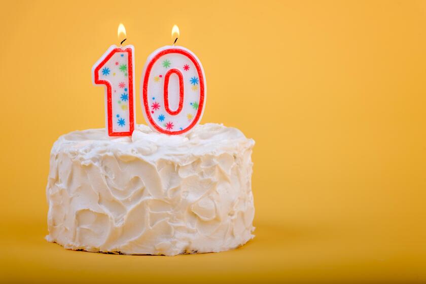 10 candles on a birthday cake for tenth birthday