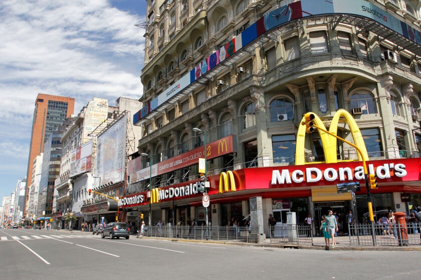 McDonald, Carlos Pellegrini and Avenida 9 de Julio, Buenos Aires, Argentina, South America