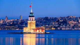 Istanbul, Turkey. The Maiden's Tower at the southern entrance of the Bosphorus.