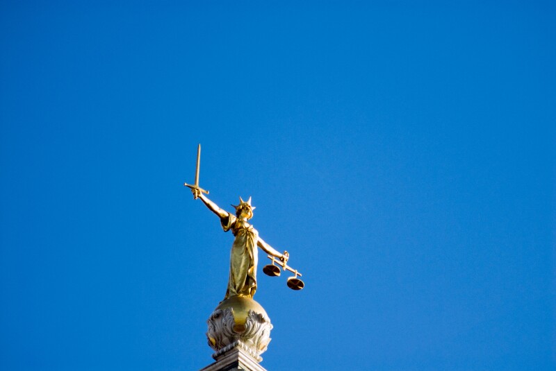 Statue of Lady Justice atop the Old Bailey London England UK