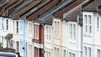 Close up of terraced houses on Gordon Road Brighton Sussex