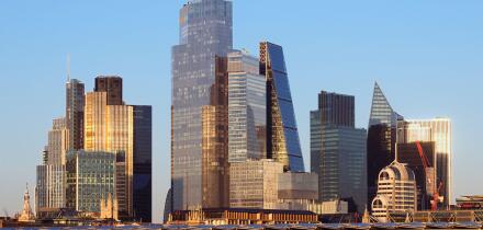 City of London skyline with Blackfriars Bridge and station, London, England, UK. Buildings incl. 22 Bishopsgate, 122 Leadenhall Street, 52 Lime Street